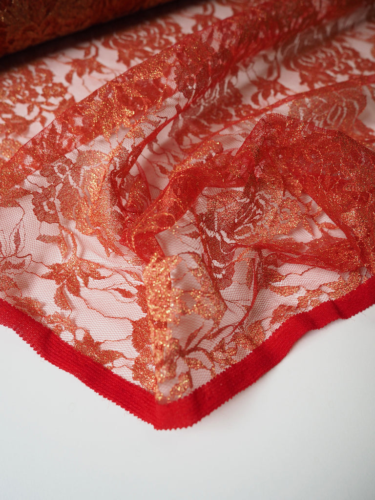 Red + Gold Rose Lurex Lace