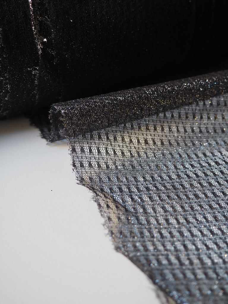 Black Silver Foiled Diamond Tulle