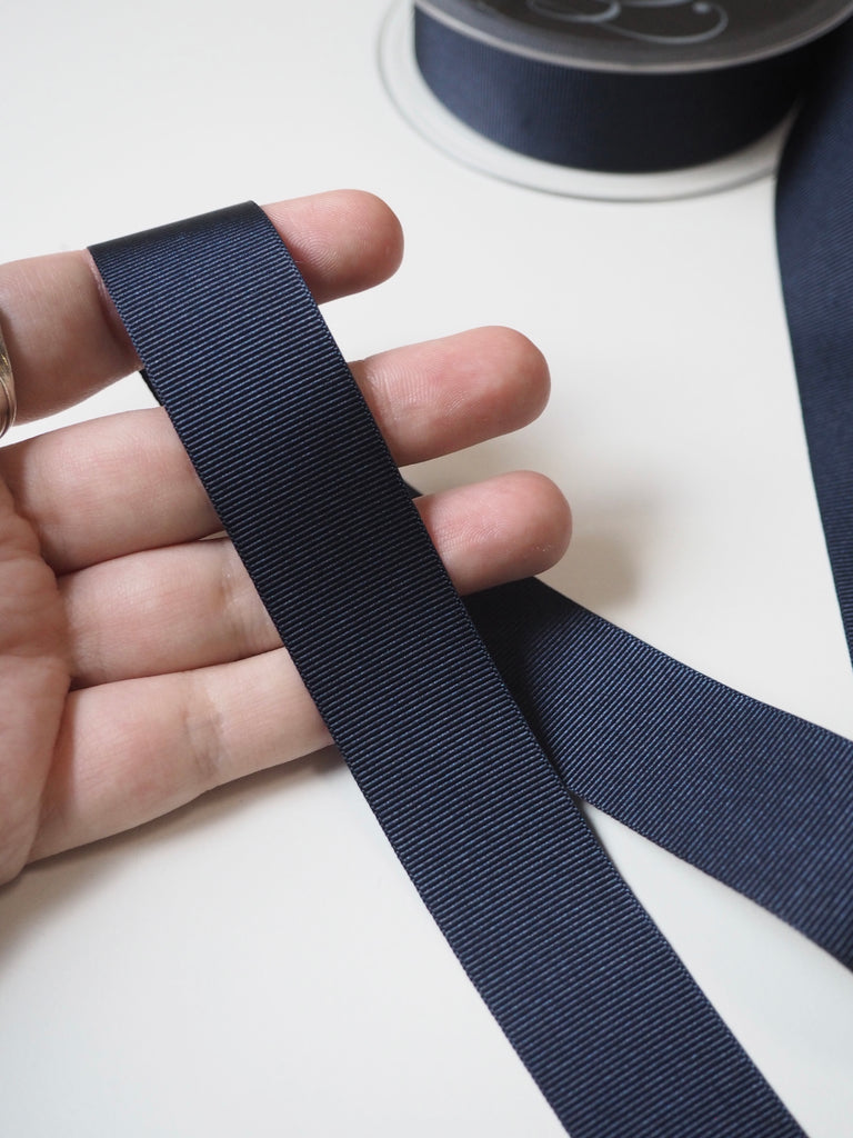 Berisfords Navy Grosgrain Ribbon 25mm