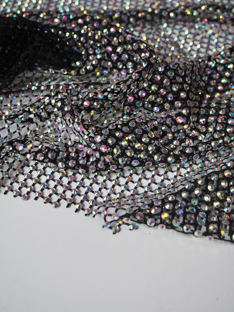 Black Iridescent Crystal Fishnet