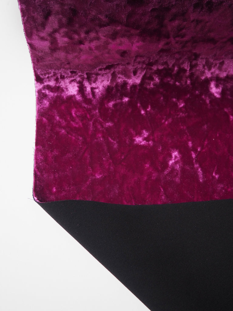 Fuchsia Crepe Bonded Crushed Velvet