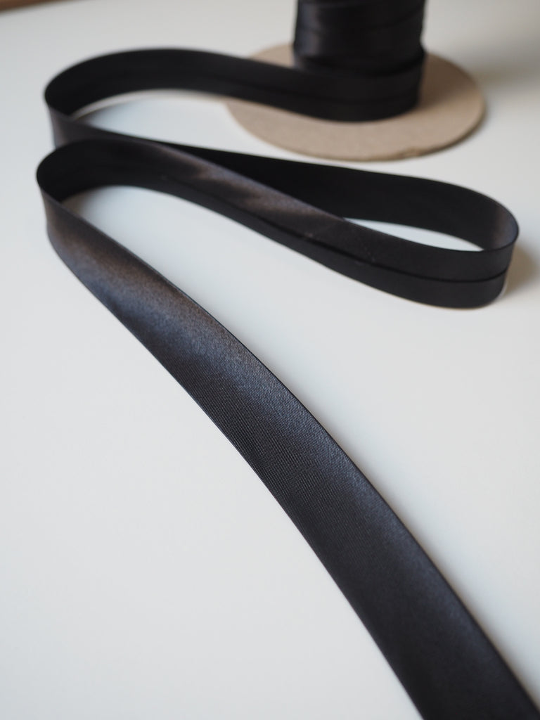 Black Satin Bias Binding 18mm