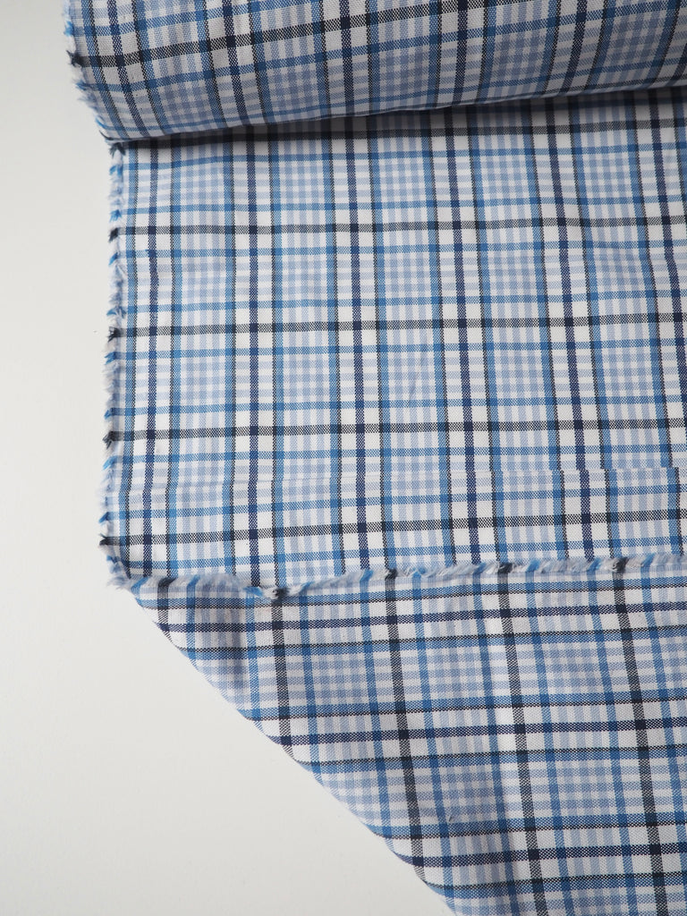 Blue Check Cotton/Viscose