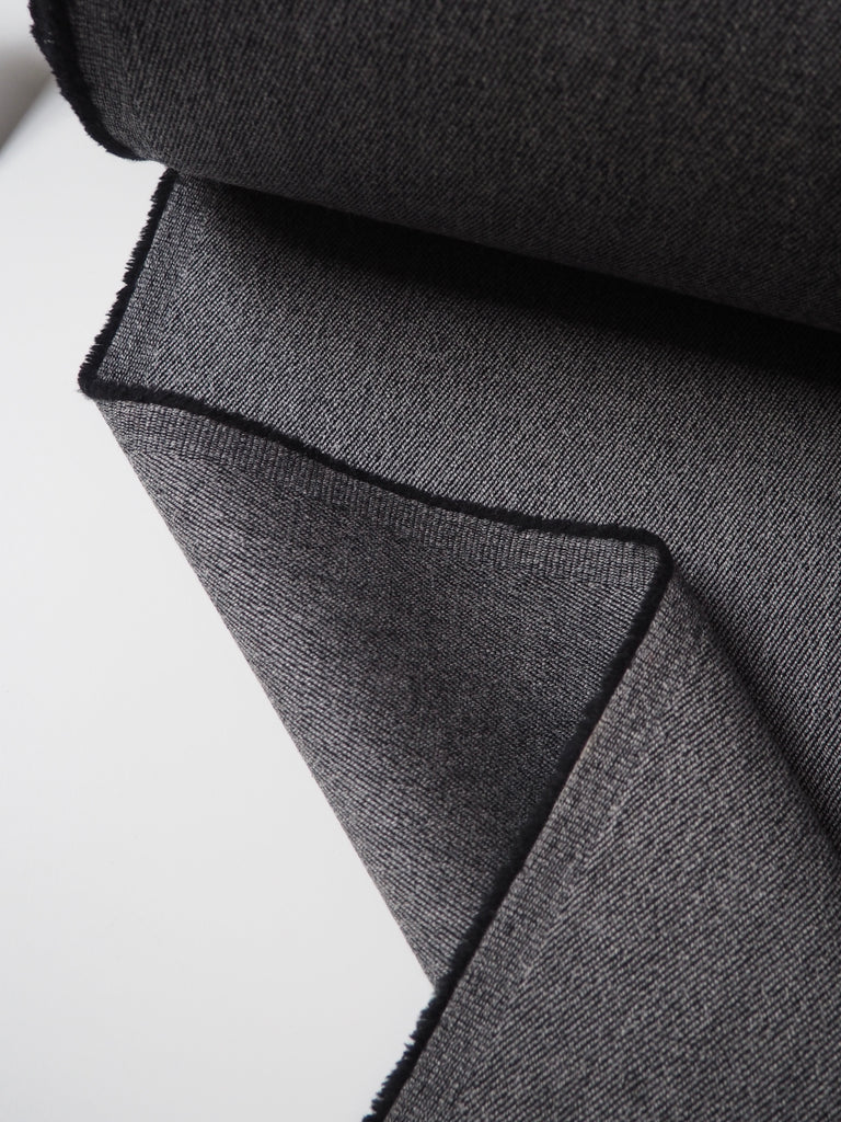 Grey Marl Double Faced Stretch Wool Twill