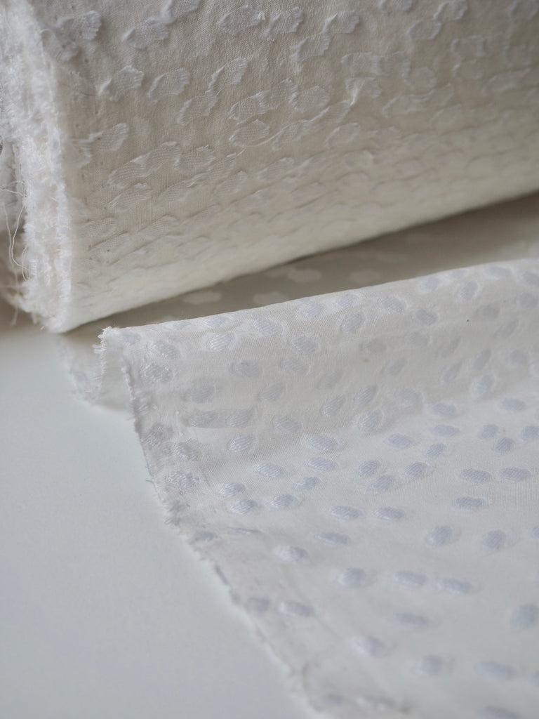 White Spotted Silk Jacquard Chiffon