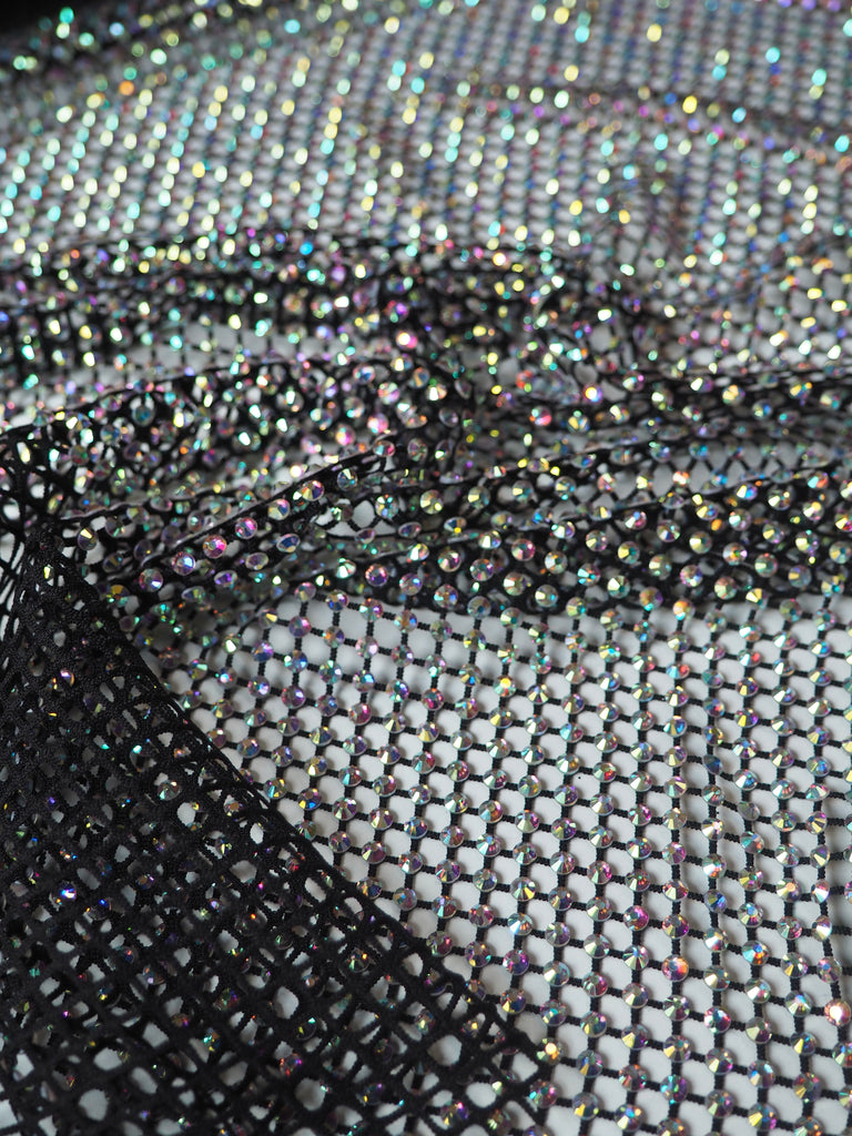 Black Iridescent Crystal Fishnet
