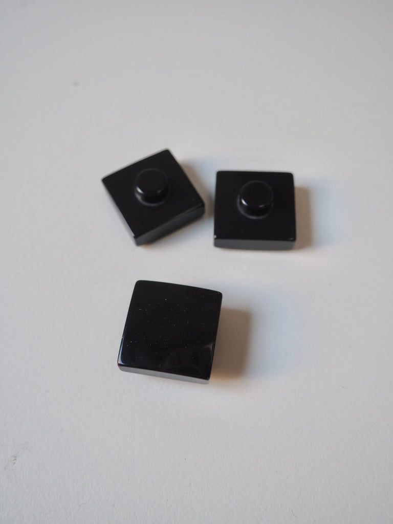 Black Square Shank Buttons 20mm