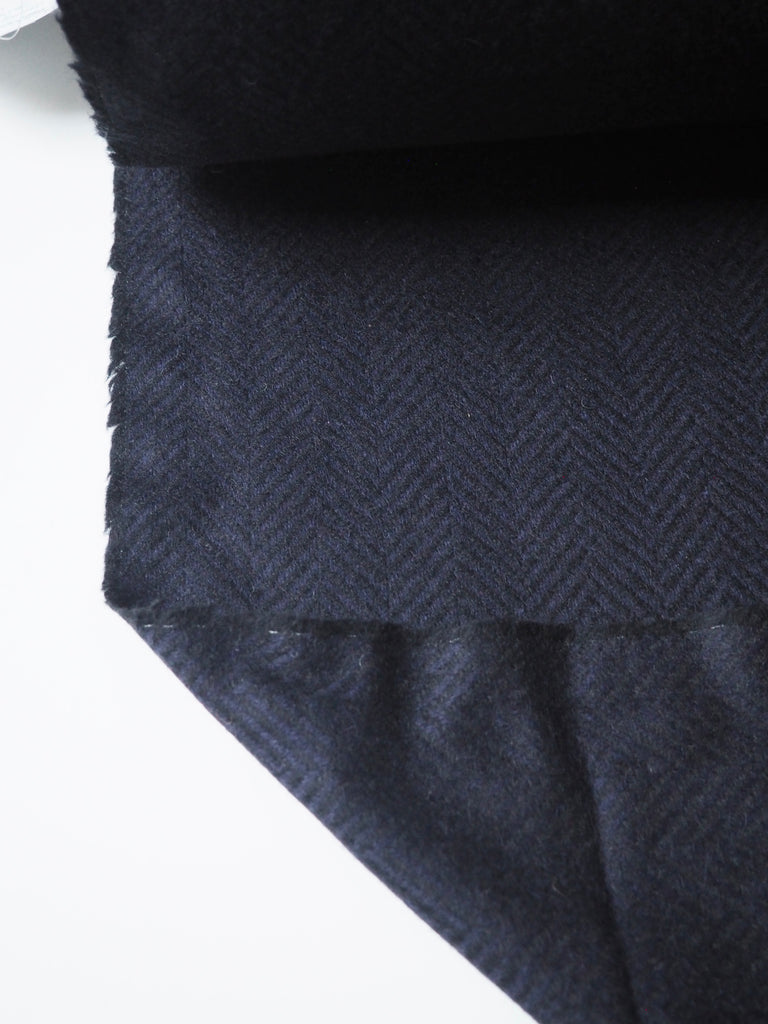 Indigo + Black Herringbone Wool Coating