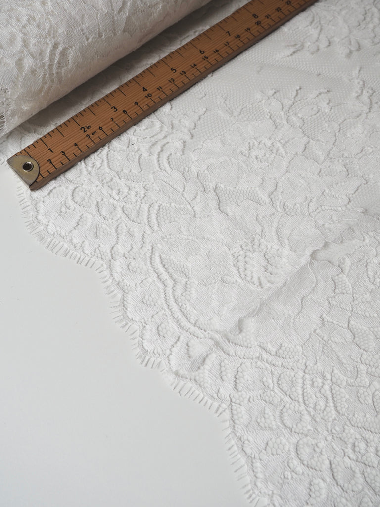 White Corded Floral Scallop Lace