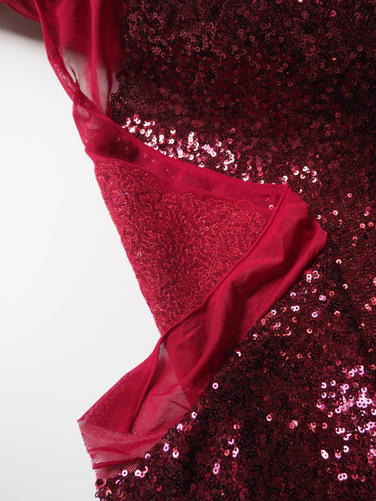 Wine Sequin Stretch Mesh