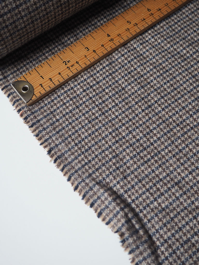 Brown + Blue Check Wool