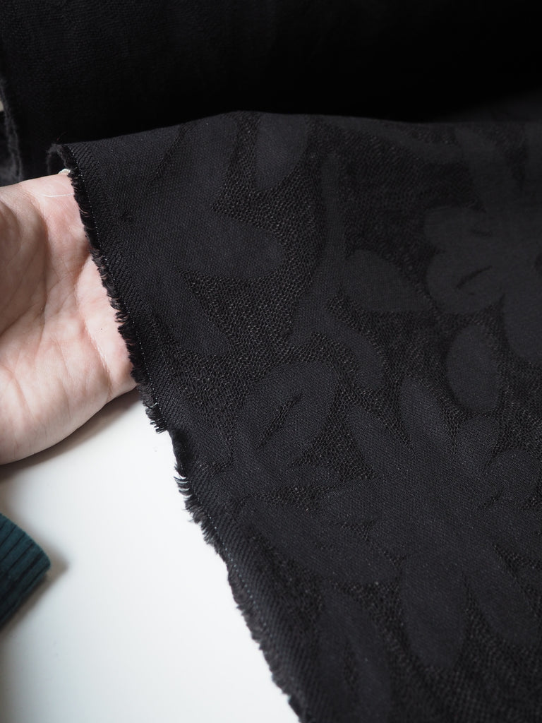 Black Blossom Cotton Gauze Jacquard