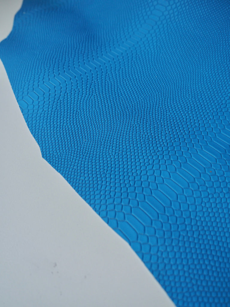 Cobalt Embossed Geometric Crocodile Calfskin