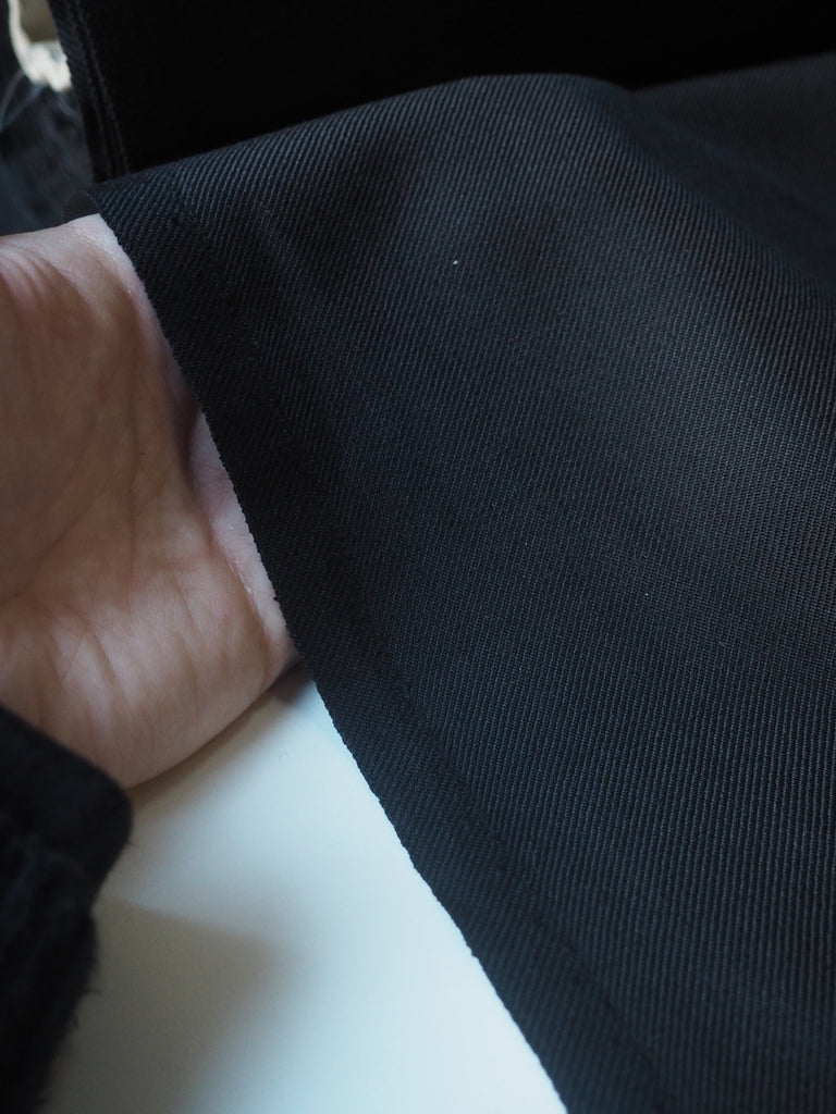 Black Sateen Wool Twill