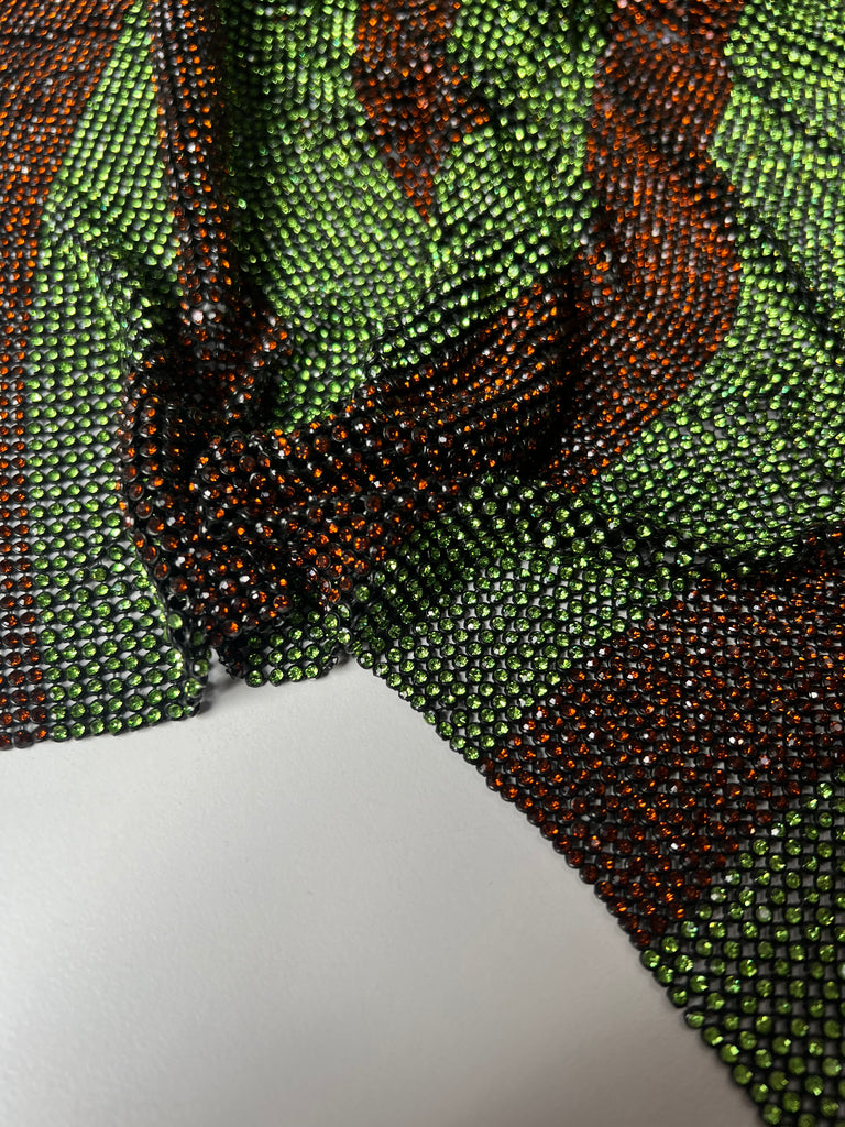 Burnt Orange + Lime Stripe Crystal Chainmail