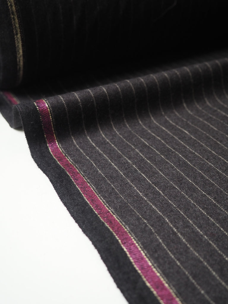 Charcoal Pinstripe Wool Flannel