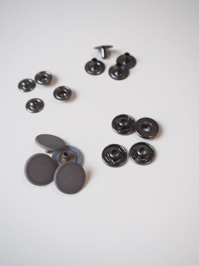 Matte Grey Press Studs 15mm