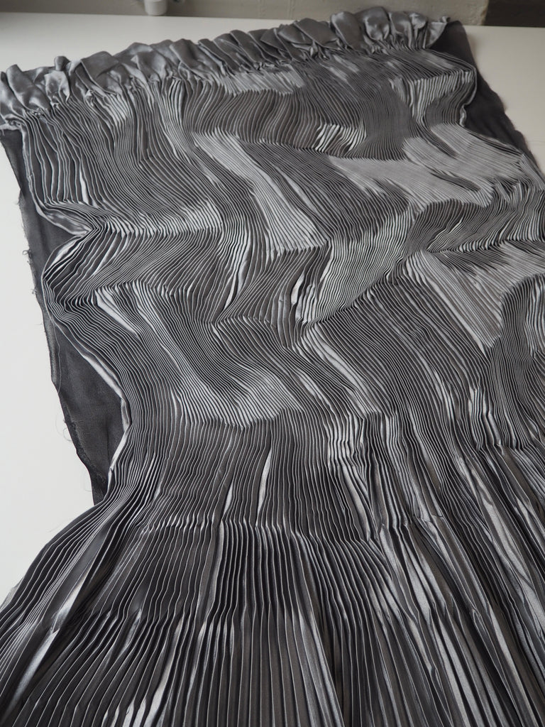 Grey Satin Pleated Dress Panels