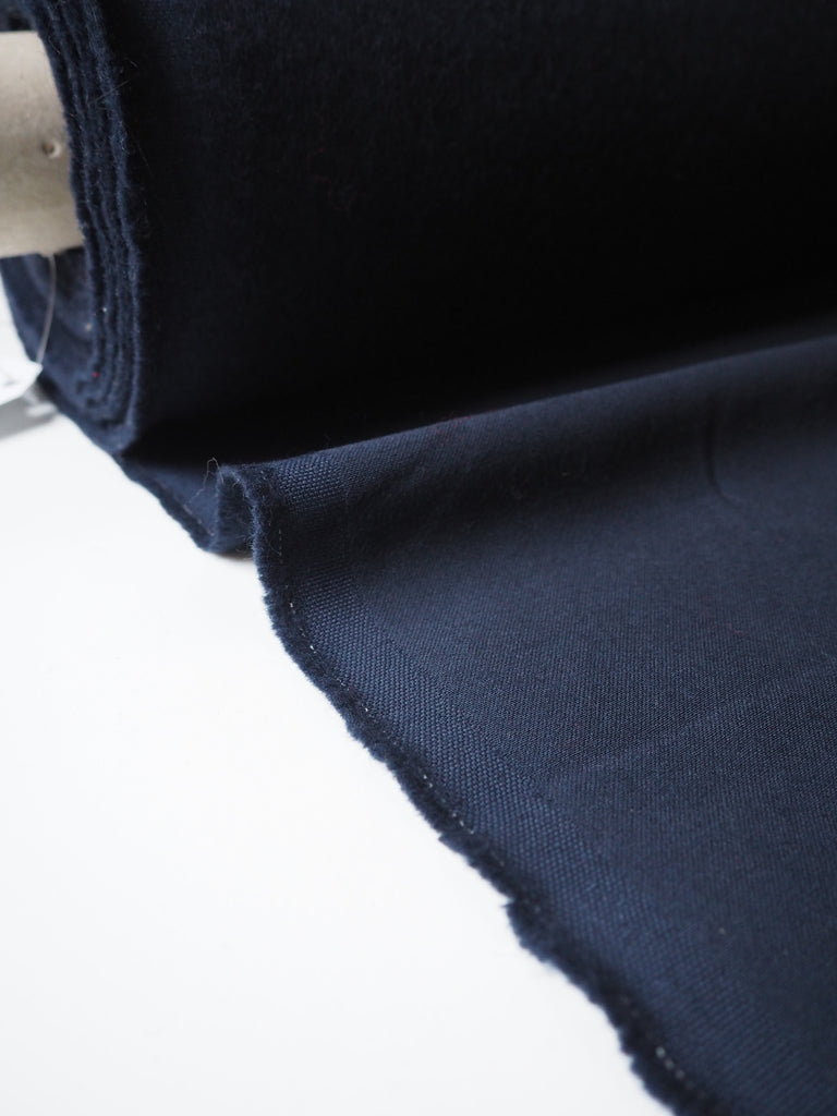 Navy Fleece-backed Wool Crepe