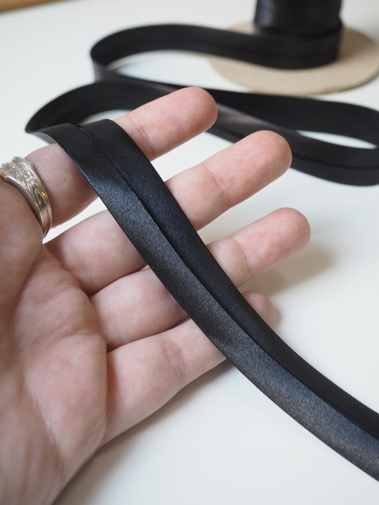 Black Satin Bias Binding 18mm