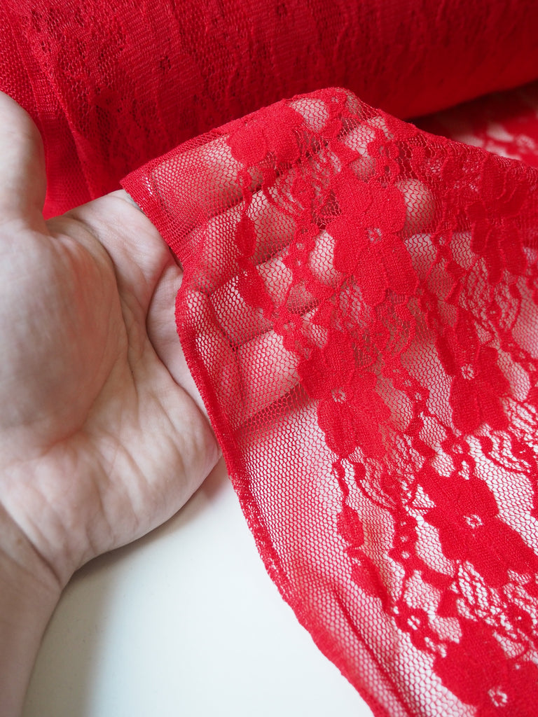 Hot Red Forget-me-not Stretch Lace