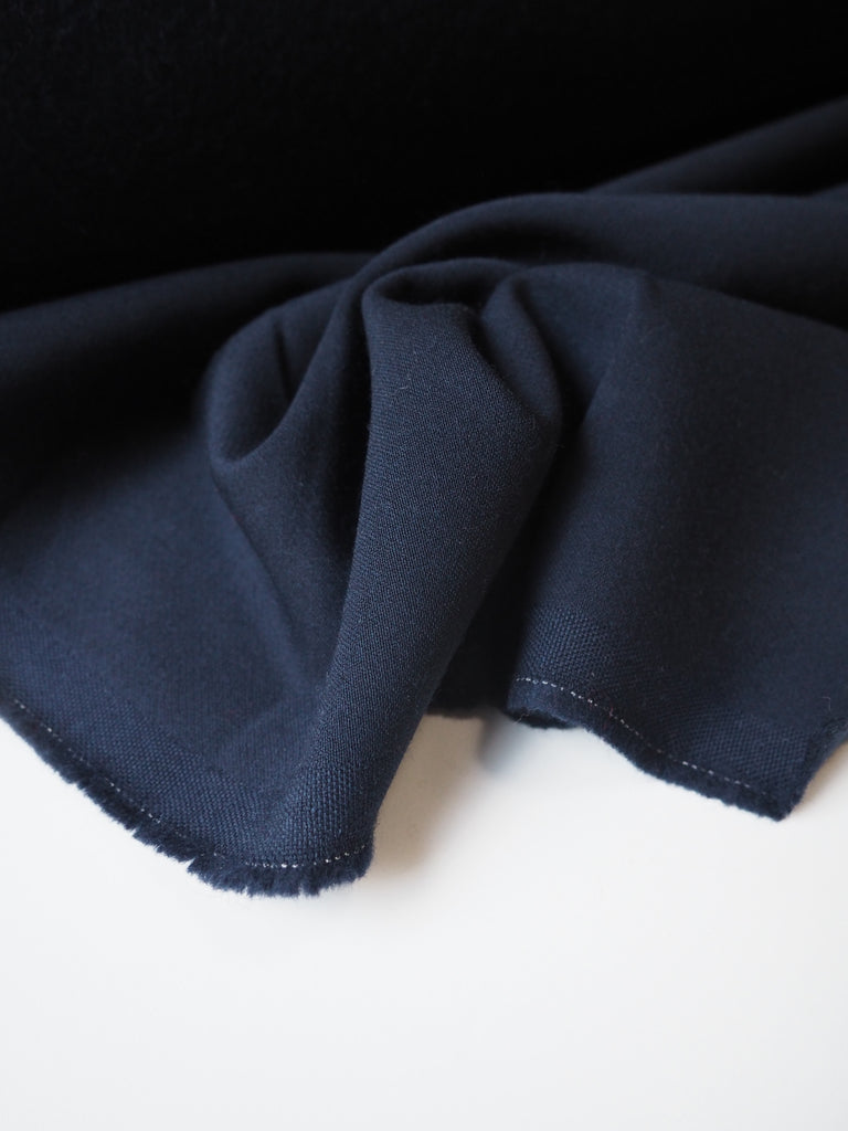 Navy Fleece-backed Wool Crepe