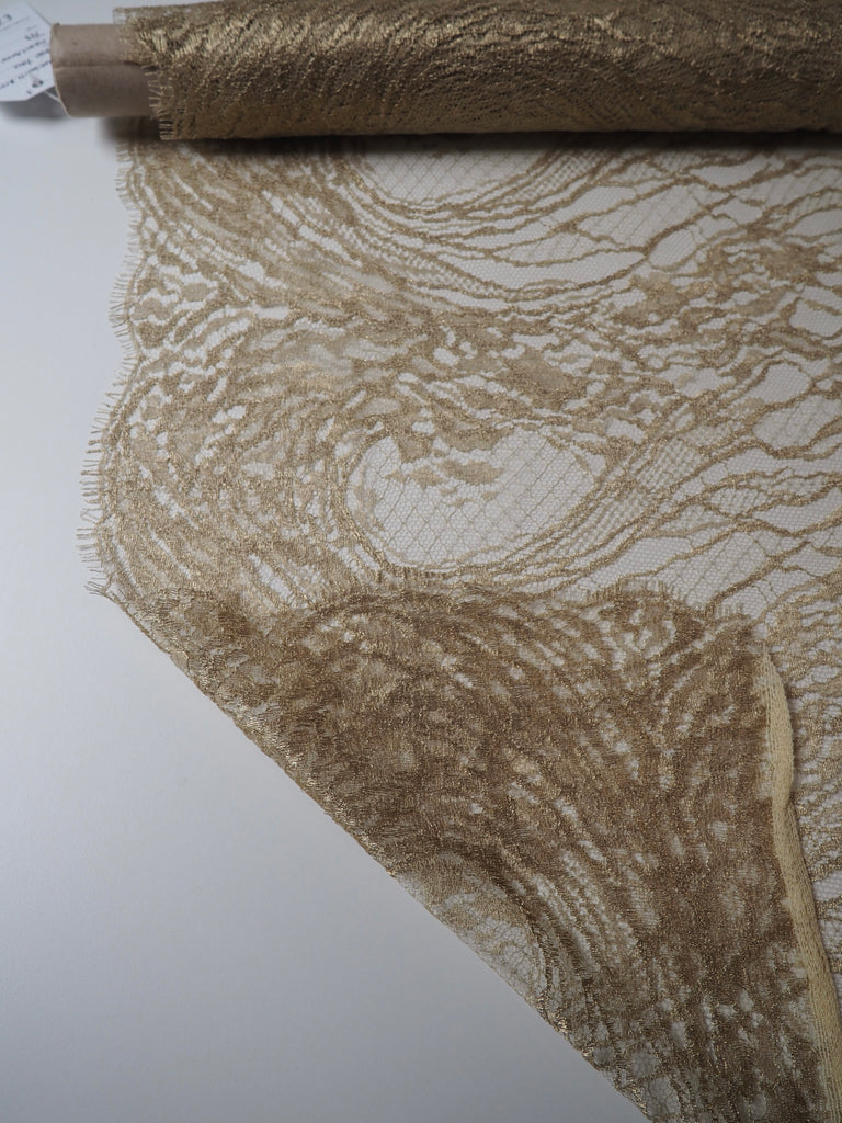 Golden Swirls Scalloped Lurex Lace