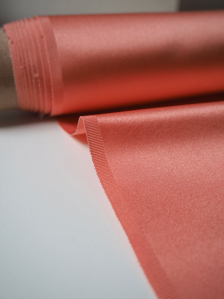 Coral Silk Double Duchess Satin