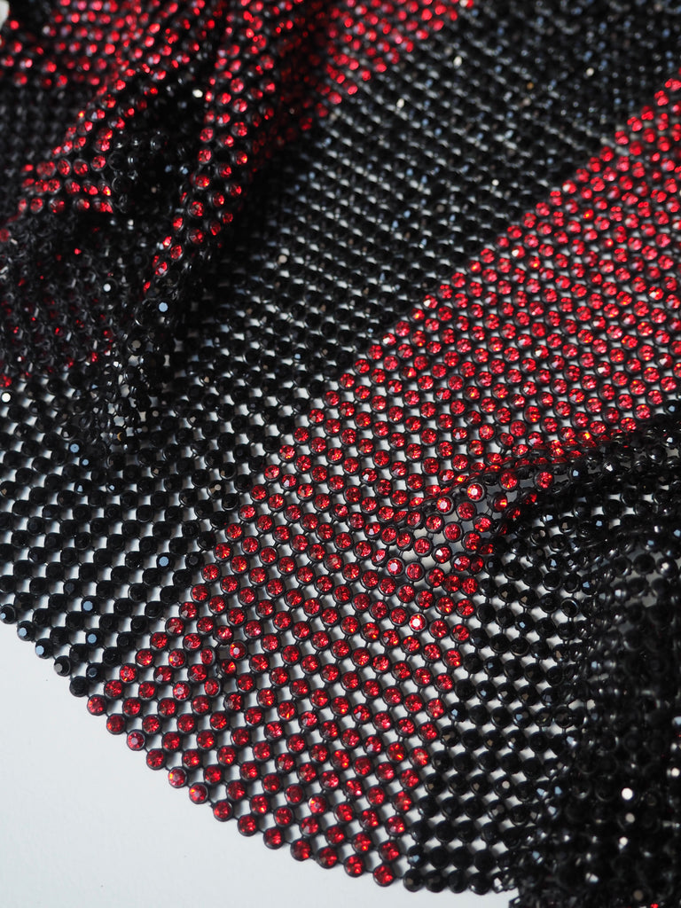 Black + Red Stripe Crystal Chainmail