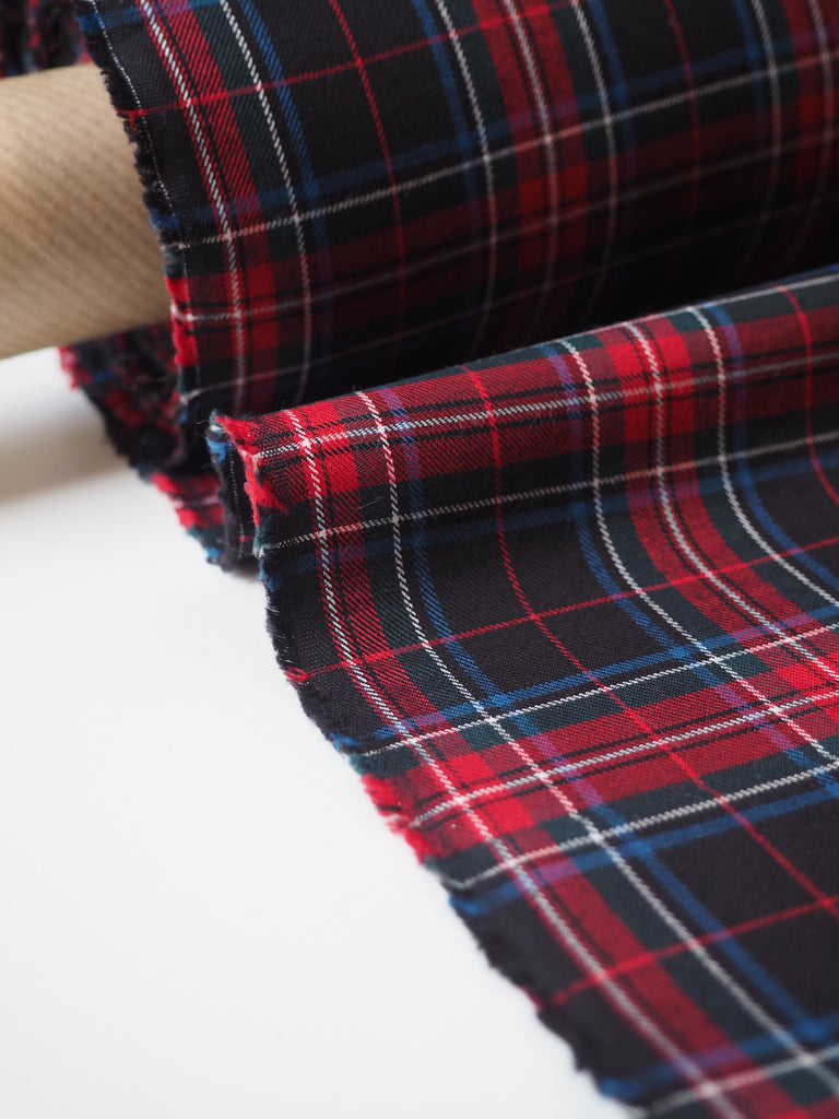 Red Multi Check Cotton Twill
