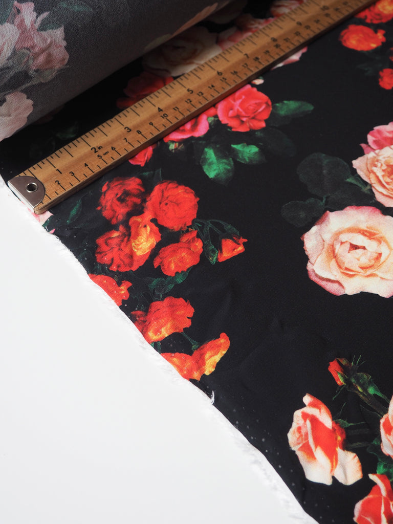 Black Floral Viscose Crepe