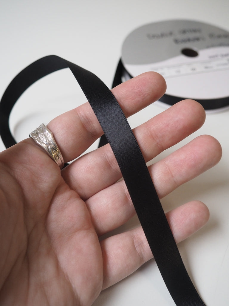 Shindo Black Double-Faced Satin Ribbon 12mm