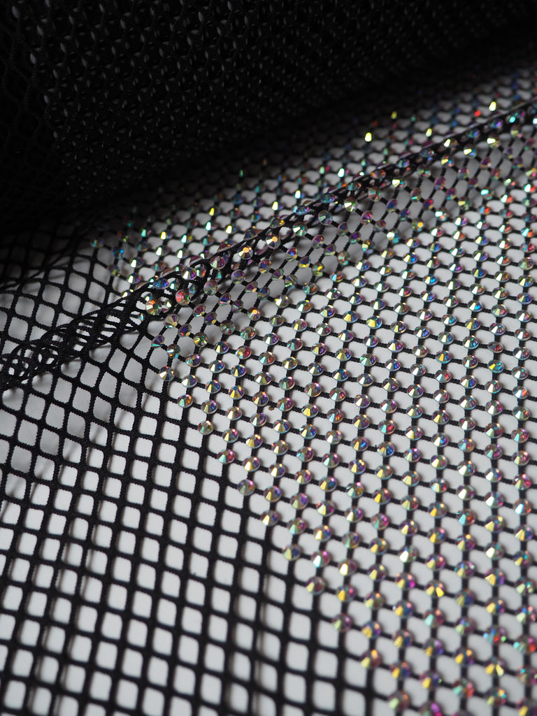 Black Iridescent Crystal Fishnet