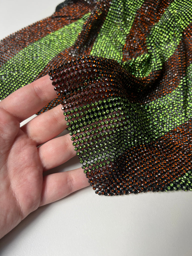 Burnt Orange + Lime Stripe Crystal Chainmail