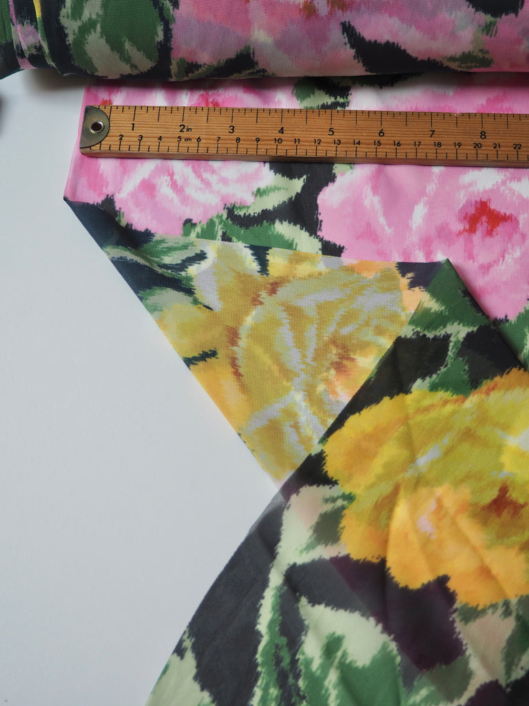 Pink + Yellow Rose Warped Chiffon