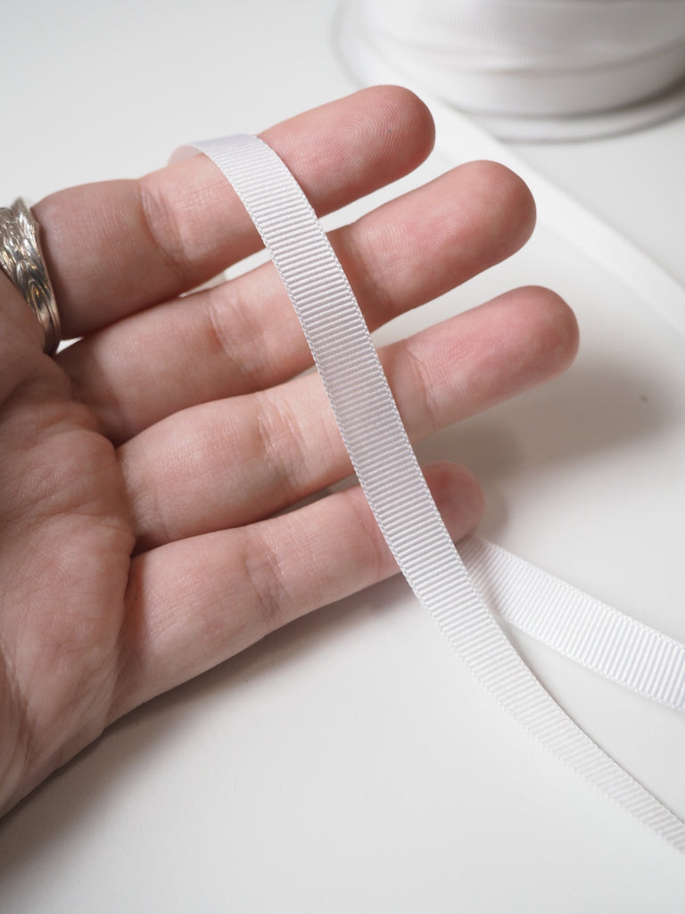 White Shiny Grosgrain Ribbon 10mm