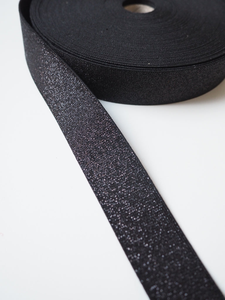 Black Metallic Lurex Elastic 30mm