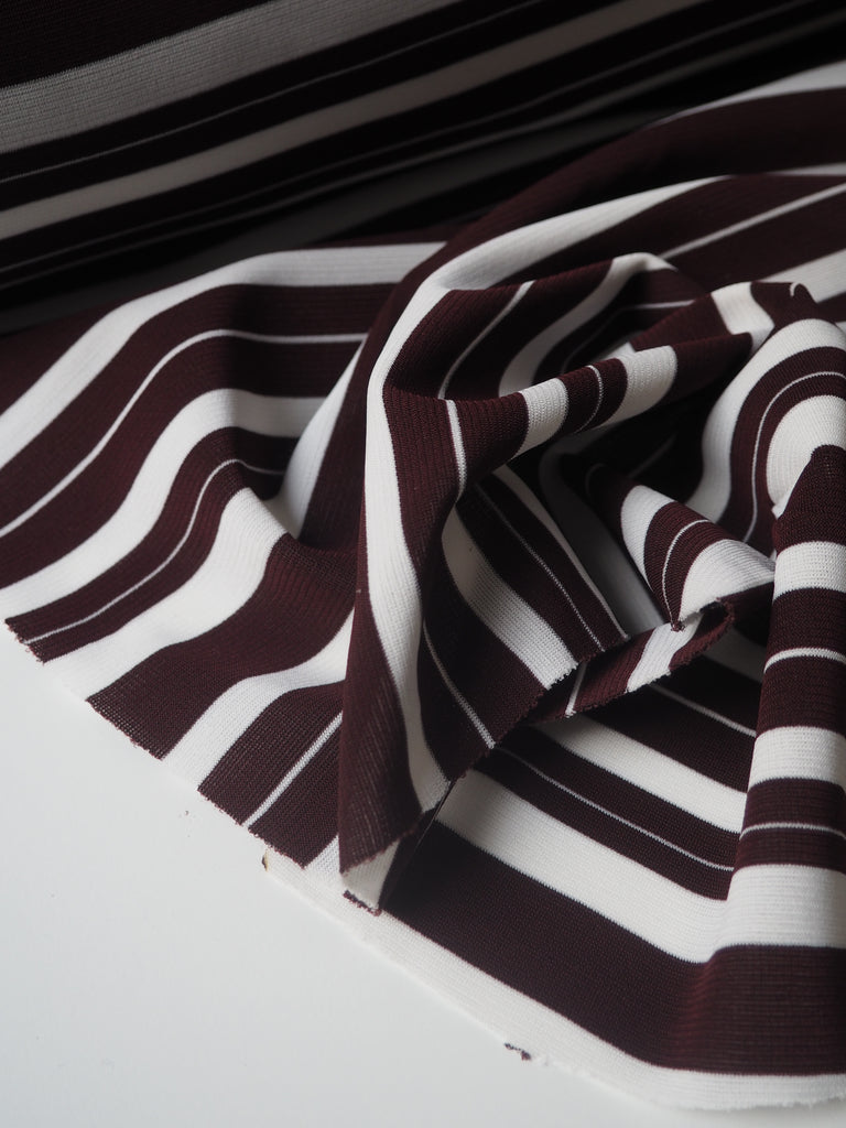 Chocolate Stripe Interlock Jersey