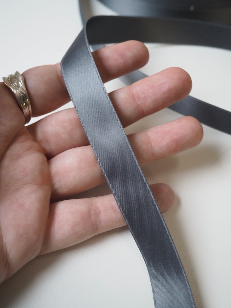 Grey Double-Faced Satin Ribbon 18mm