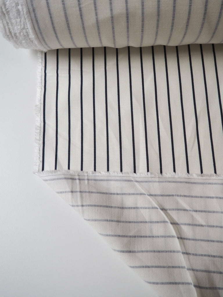 Navy Stripe Linen/Viscose