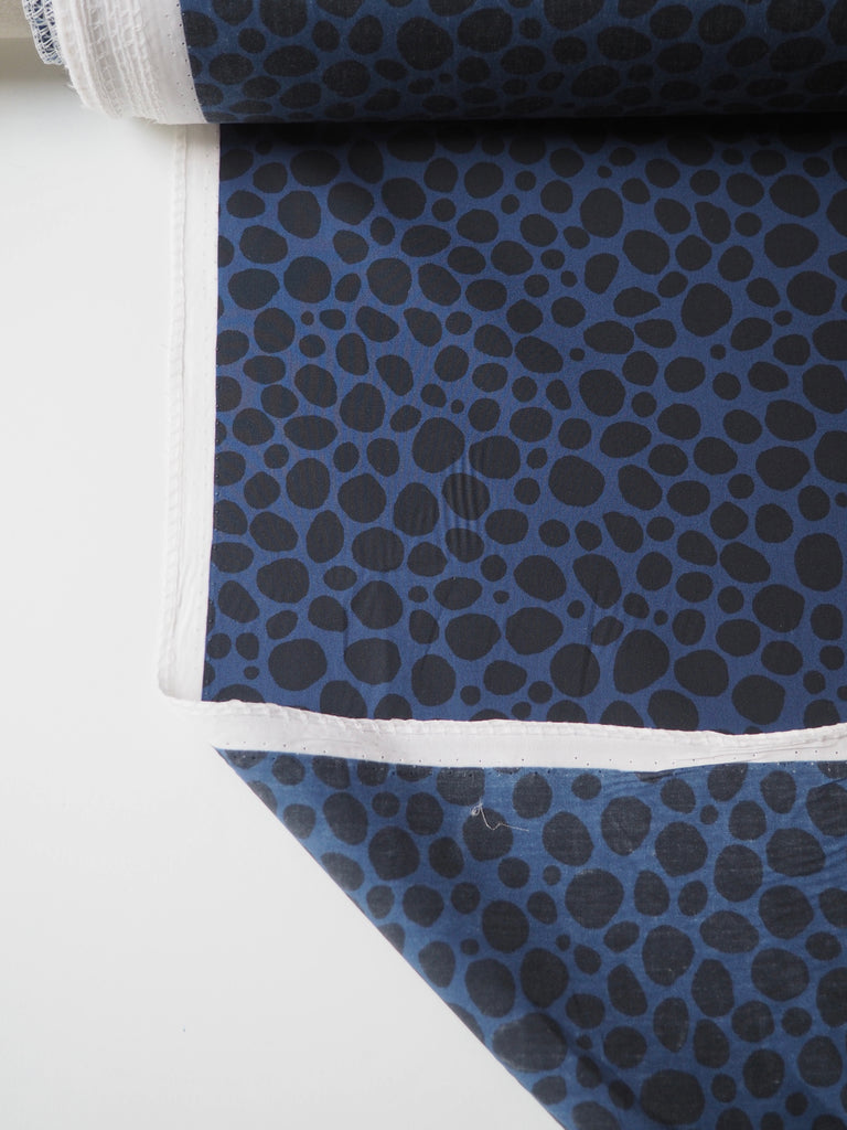 Blue + Black Spot Light Cotton Poplin