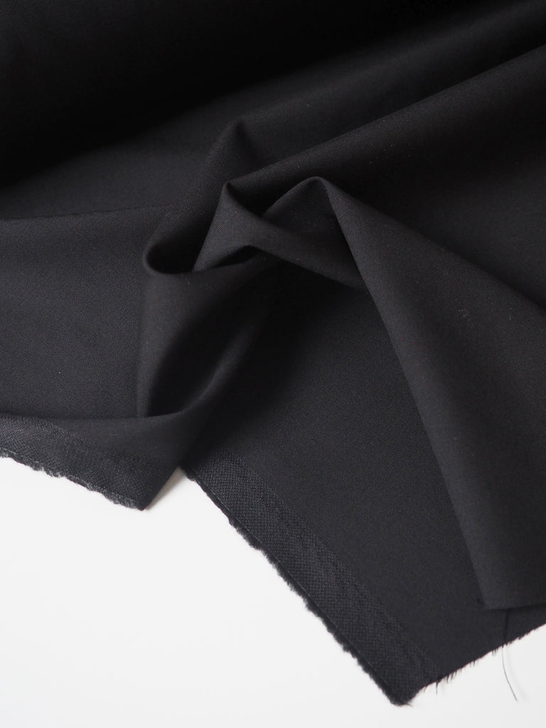 Black Silk Blend Wool Suiting