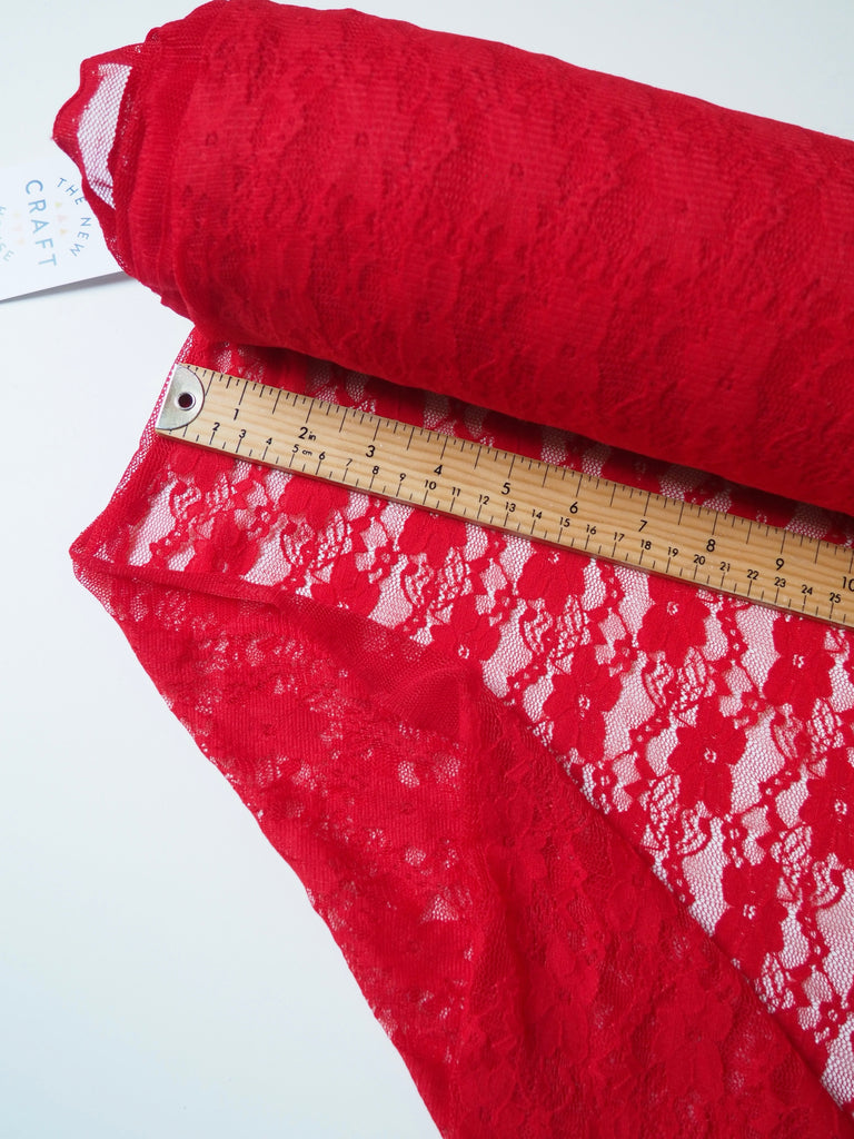 Hot Red Forget-me-not Stretch Lace