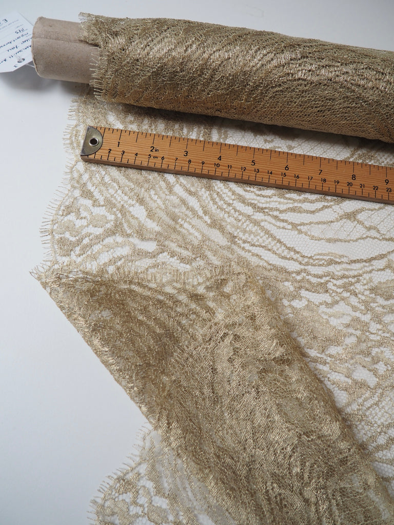 Golden Swirls Scalloped Lurex Lace