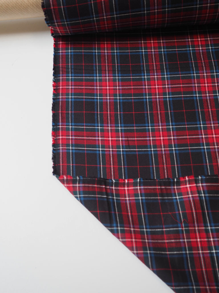 Red Multi Check Cotton Twill