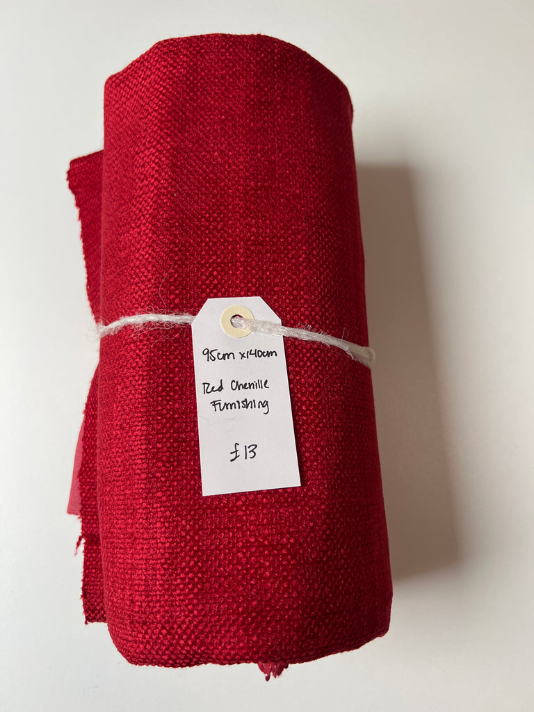 Red Chenille Furnishing Remnant