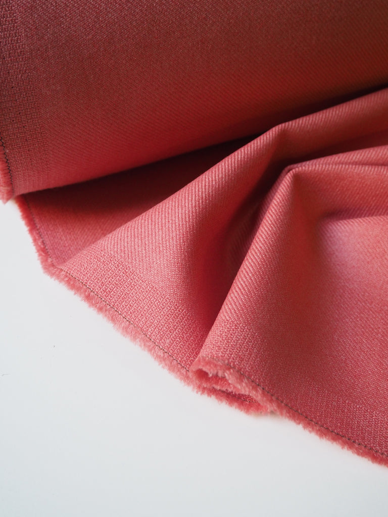 Salmon Pink Sateen Wool Twill