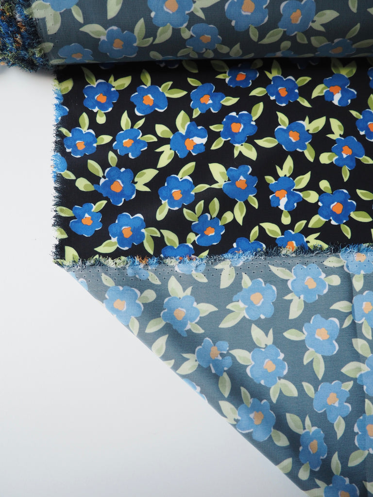 Blue Bloom Crepe de Chine