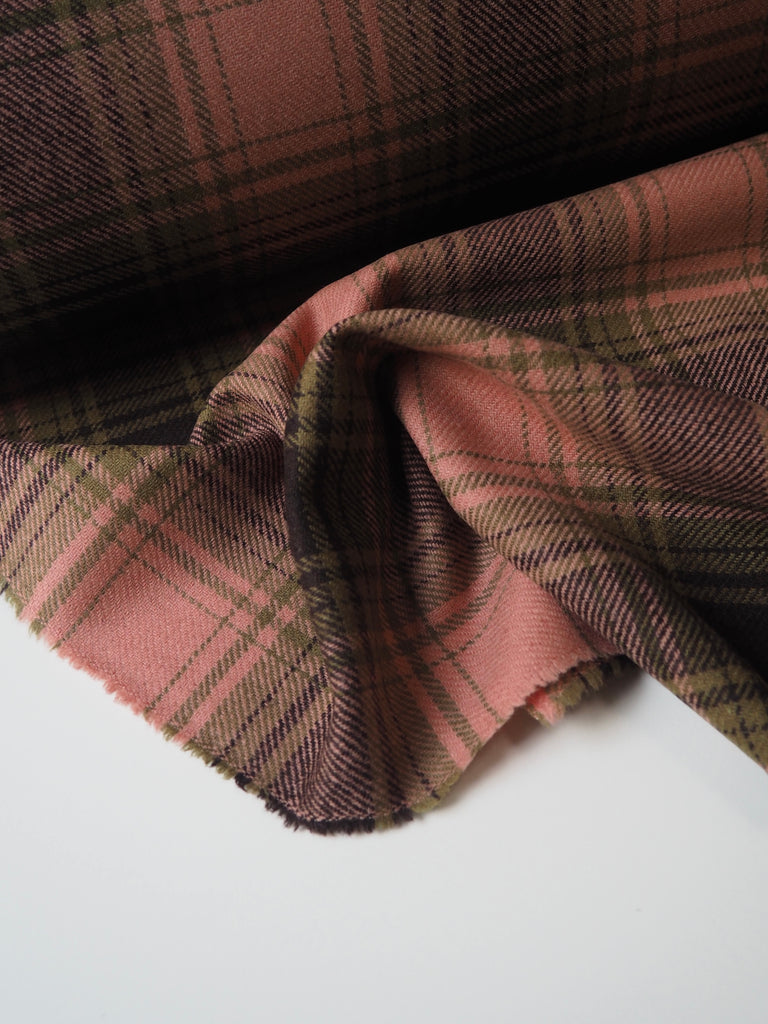 Pink + Olive Check Wool