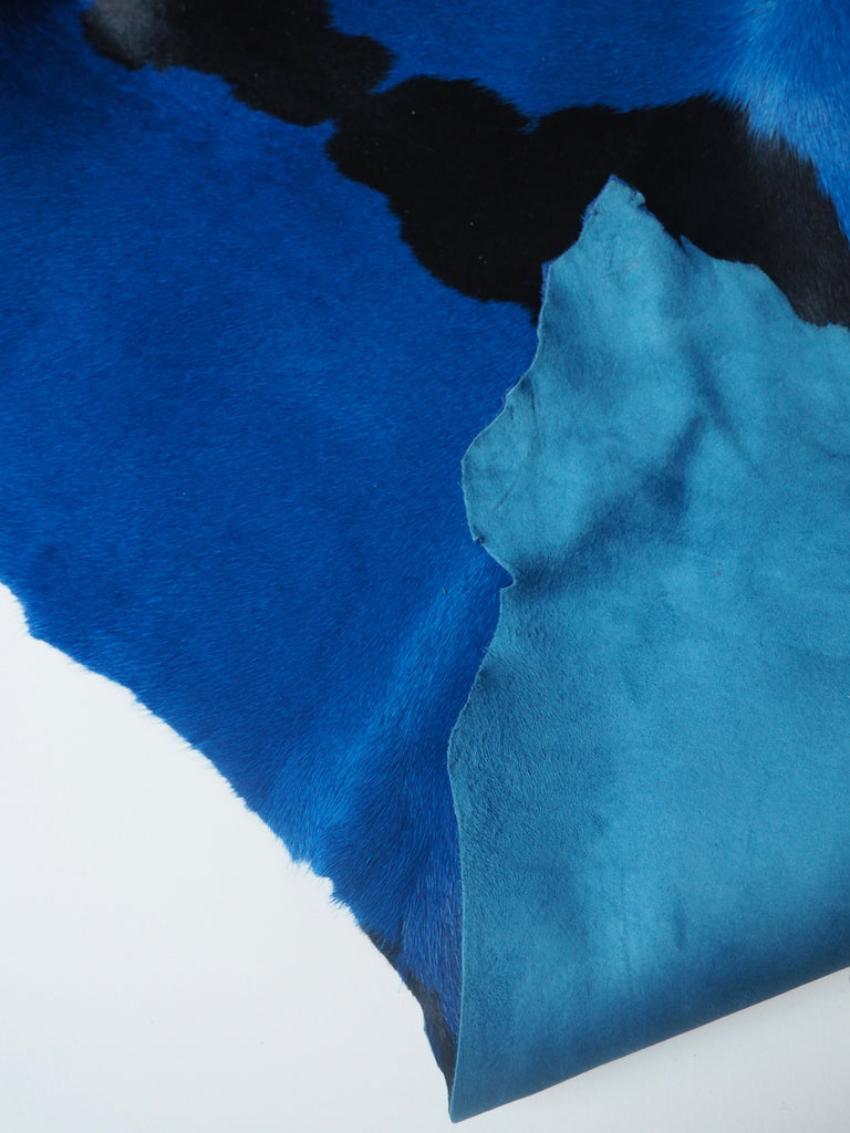 Cobalt + Black Spotted Calfskin Hide